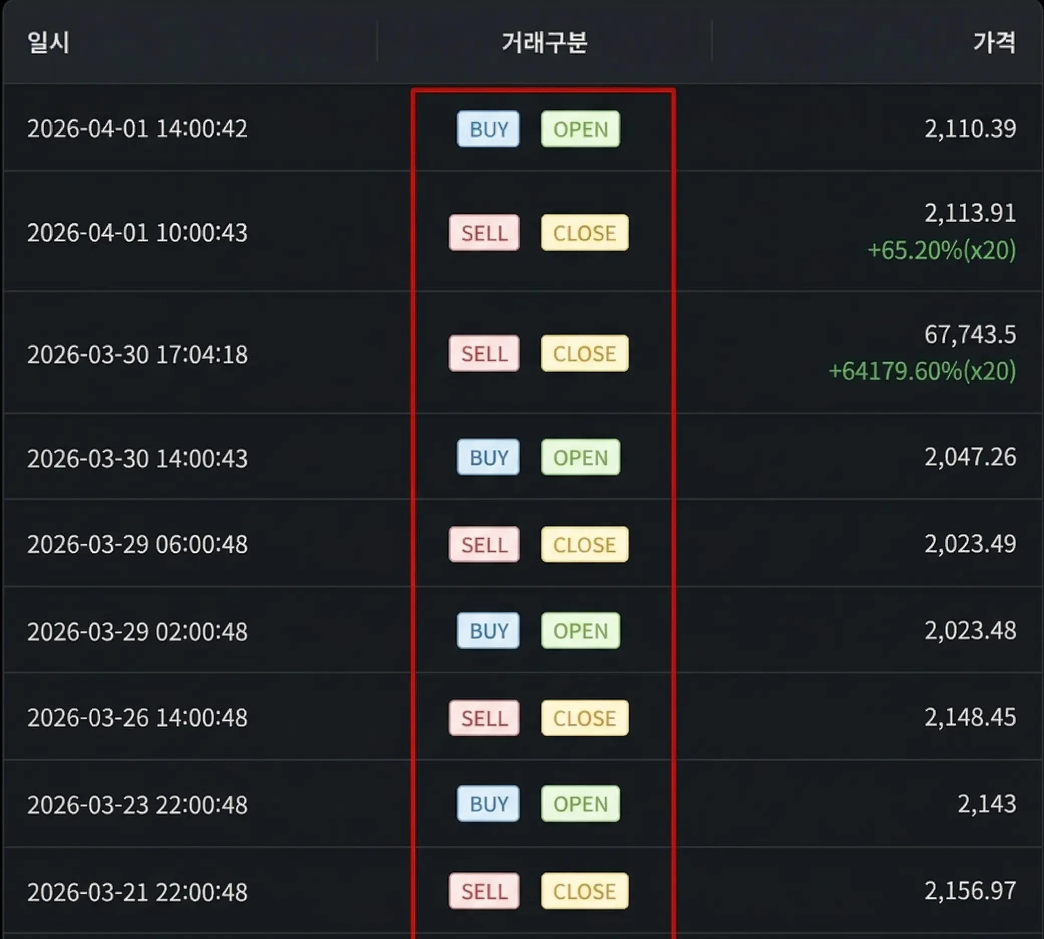 실시간 거래구분 예시 1